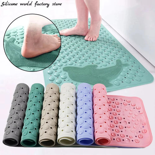 Dolphin Rectangular Non-Slip Bath Mat – 35x70cm PVC Anti-Skid Bathroom & Bathtub Foot Rug