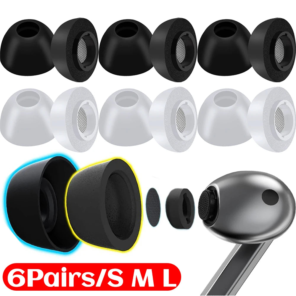 Samsung Galaxy Buds3 Pro Replacement Ear Tips – Soft Memory Foam Noise-Cancelling Eartips