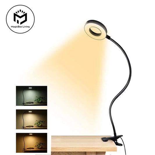 48 LEDs Clip-On Desk Lamp: 360° Flexible Gooseneck Reading Table Light - Eye-Caring USB Clamp for Books, Night Light, Study, and Reading
