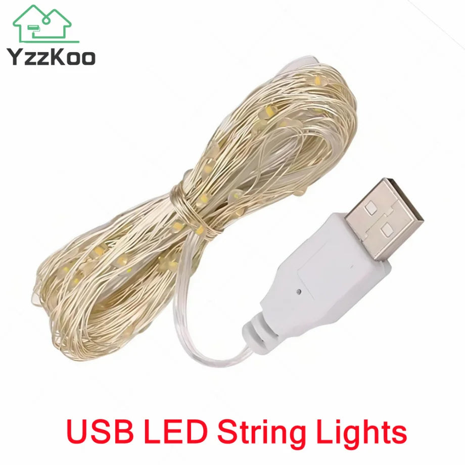 YzzKoo USB LED String Lights – Waterproof Copper/Silver Wire Fairy Lights for Christmas, Wedding & Party Decoration