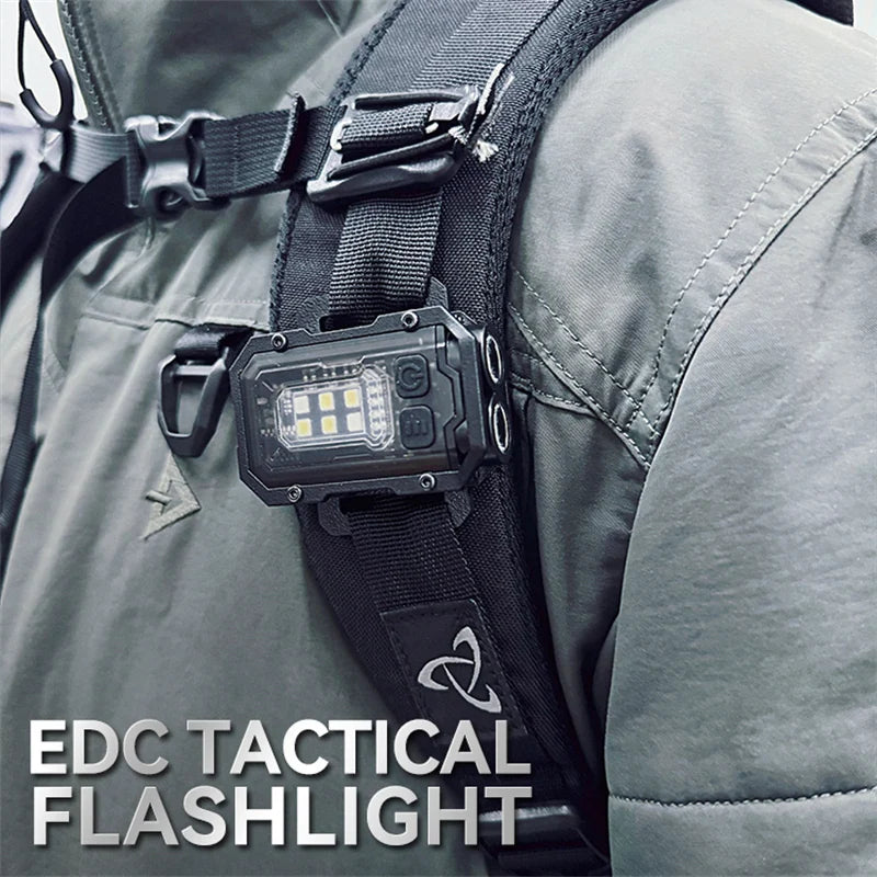 EDC Tactical Mini Flashlight – Portable, USB Rechargeable, Outdoor Camping & Hiking Light with Molle Backpack Strap Clip