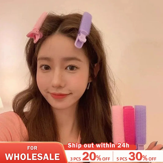2Pcs Fluffy Bangs Hair Root Clips - Lazy Hair Top Styling Curling Barrel, Portable Korean Hair Rollers