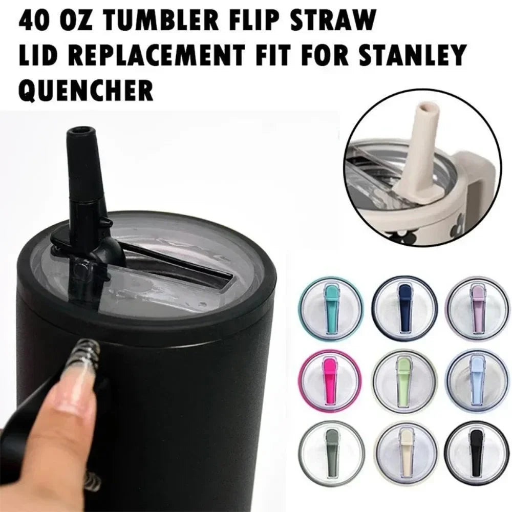 Stanley 40oz Spill-Proof Cup Cover – Replaceable Eco-Friendly Lid with Spiral Straw, Creative Cup Accessory
