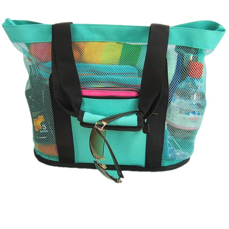 Women’s Waterproof Picnic & Beach Tote Bag – Double Layer Transparent Mesh Insulated Shopping Bag