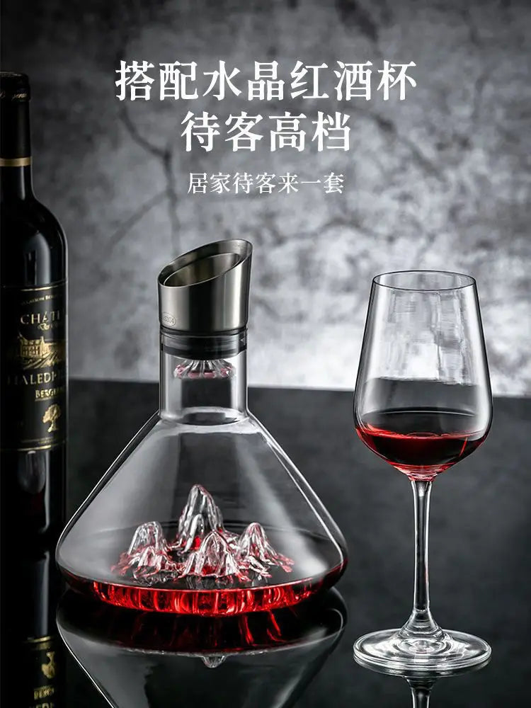 1500ML Iceberg Whisky & Wine Decanter – Handmade Lead-Free Crystal Carafe with Thickened Pourer, Bar Accessories