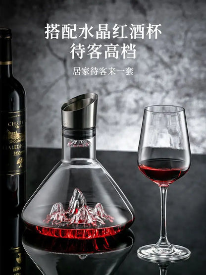 1500ML Iceberg Whisky & Wine Decanter – Handmade Lead-Free Crystal Carafe with Thickened Pourer, Bar Accessories
