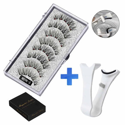 3D Natural Magnetic Eyelashes – 5 Magnetic Lashes with Handmade Gift Box, Reusable Extensions