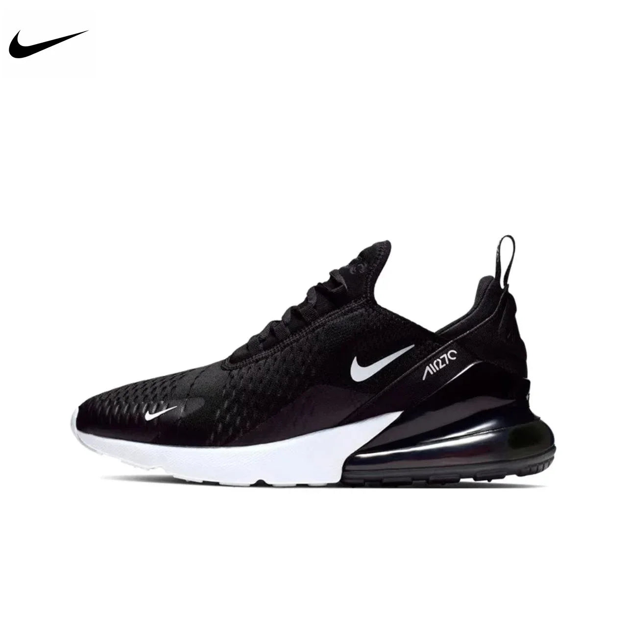 Nike Air Max 270 Running Shoes – Mesh, Shock Absorption, Non-Slip, Abrasion Resistant, Unisex Black & White Low Top