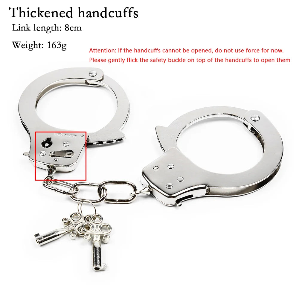 DUTRIEUX Stainless Steel Handcuffs – Adjustable Metal Ankle & Wrist Cuffs with Chain, BDSM Bondage Restraints for Couples