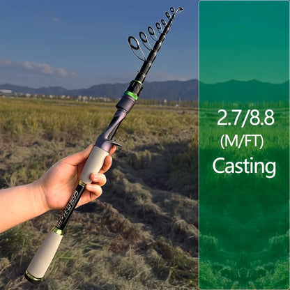 JOSBY Carbon Fiber Telescopic Fishing Rod – Fast Action Light Bait Spinning Travel Rod 1.8M–2.7M
