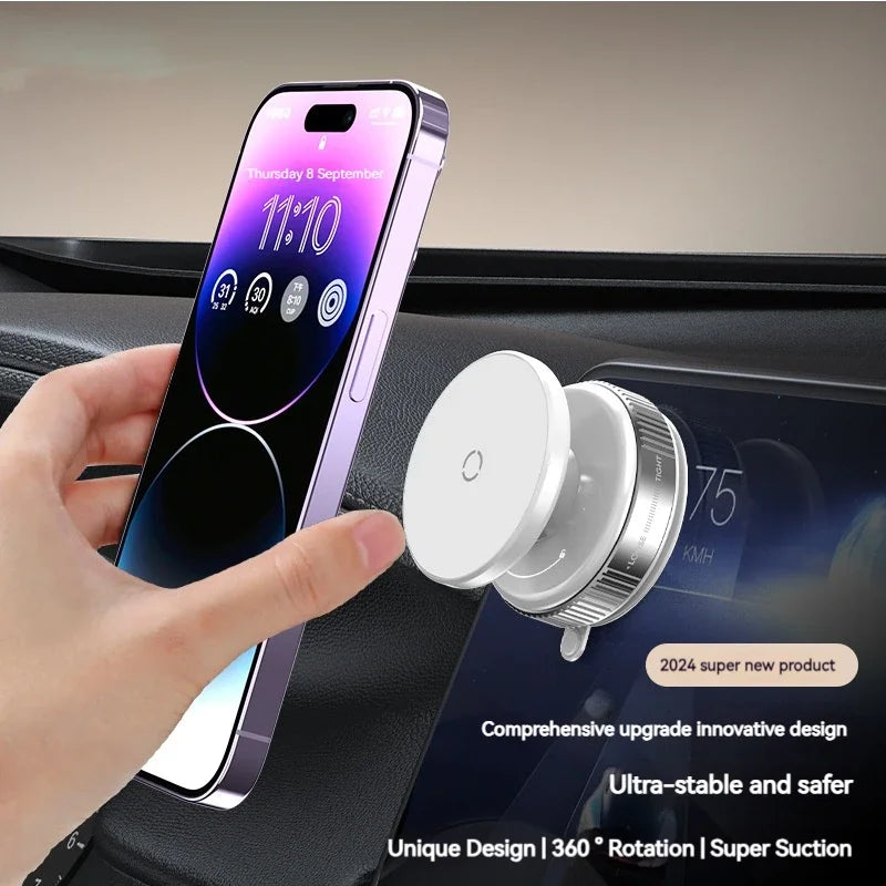 Vacuum Magnetic Car Phone Holder – Universal Suction Cup, Mirror & Shower Stand for iPhone 16/15/14/13/12 Pro Max, Samsung