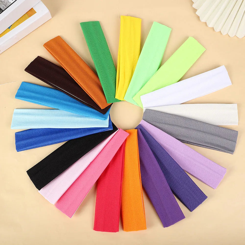 10 Pcs Elastic Hair Bands - Solid Color Fashion Headbands for Women, Sports, Running, Fitness, Yoga & Makeup Accessories