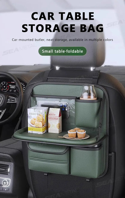 SEAMETAL Car Seat Back Organizer – Large Capacity Multi-Pocket Storage Bag with Foldable Tablet Tray