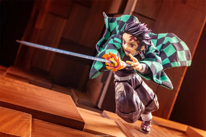 1/12 Scale Demon Slayer Action Figure – Tomioka Giyuu & Kamado Tanjirou with Grid Cloak Kimono for 6" Body Models
