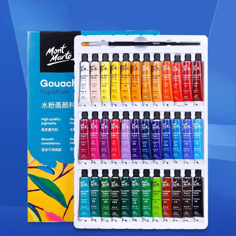 High-Quality Gouache Paint Set: 12/18/24 Colors for Professional Artist Painting - Washable Watercolor, 6/12ML Tubes - Student Exam Art Supplies
