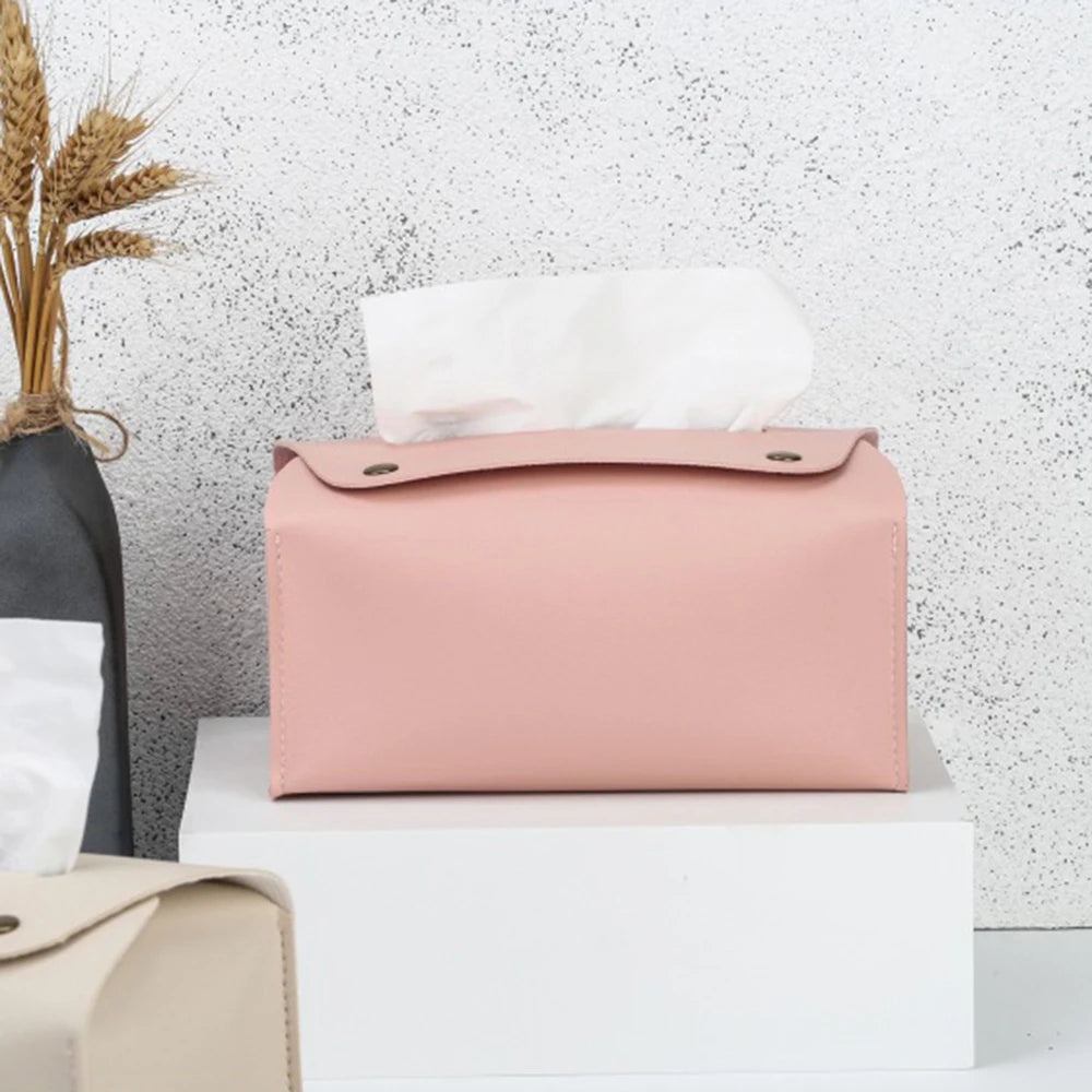 PU Leather Tissue Box – Desktop Storage Organizer for Dining Room, Living Room & Kitchen, 1PC