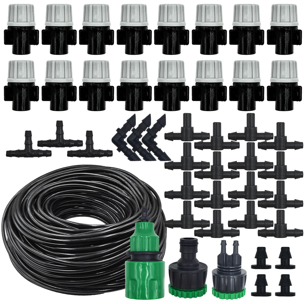 10-20M Automatic Garden Irrigation System – Portable Misting Fog Nozzles with 4/7mm Tee Connector for Patio & Hose Spray