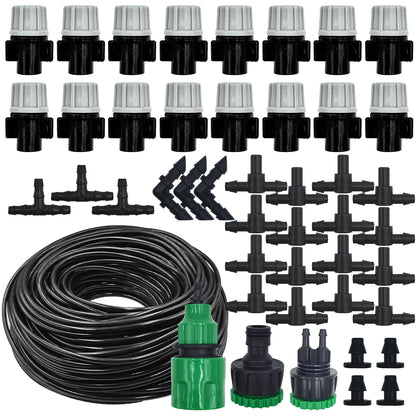 10-20M Automatic Garden Irrigation System – Portable Misting Fog Nozzles with 4/7mm Tee Connector for Patio & Hose Spray