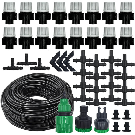 10-20M Automatic Garden Irrigation System – Portable Misting Fog Nozzles with 4/7mm Tee Connector for Patio & Hose Spray