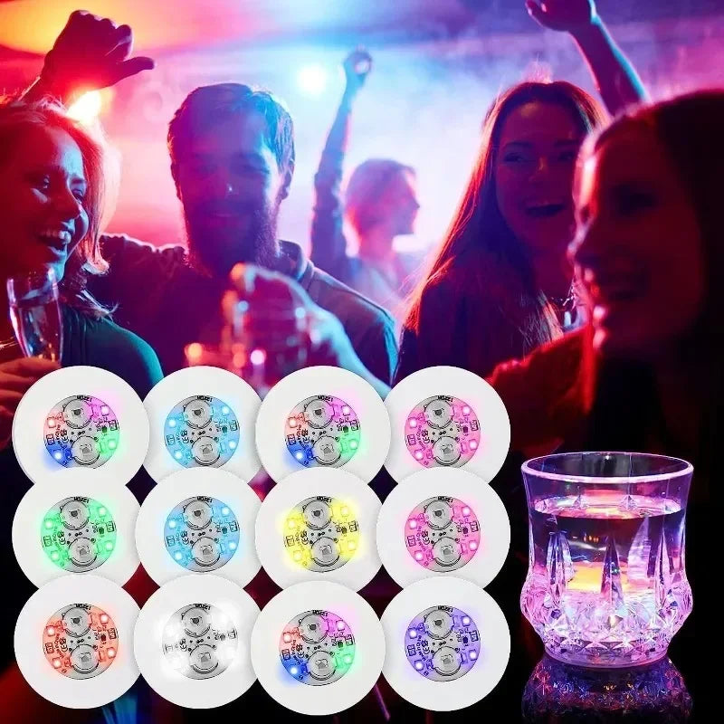 LED Luminous Cup Stickers — 6cm Bottle & Glass Coaster Lights for Bar, KTV, Wedding, Party Decoration (1/50PCS)