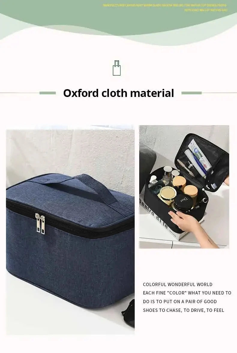 Men’s Business Travel Toiletry Bag – Double-Layer Large Capacity Cosmetic & Storage Handbag, Oxford Cloth