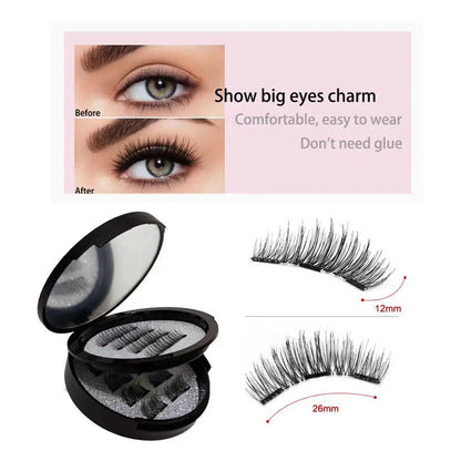 12PCS Magnetic False Eyelashes – Half Lashes Set with Double Box, Mirror & Applicator, Reusable Beauty Makeup