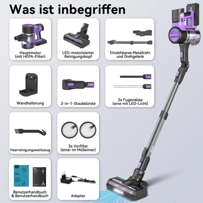 INSE S10 Cordless Vacuum Cleaner - 6 in 1 Stick Vacuum with 30Kpa 350W Suction, Max 50 Min Runtime Rechargeable Vacuum