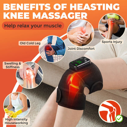 Electric Knee Temperature Massager | Heating Vibration Massage for Joint Support & Arthritis Relief