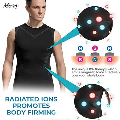 Ionic Shaping Vest for Men – Ice-Silk Slimming Body Shaper, Compression Tank Top & Tummy Control Sleeveless Fitness Shirt