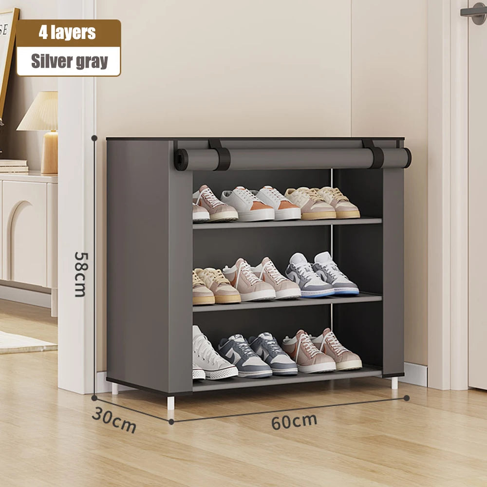 Dustproof Fabric Shoe Cabinet Organizer: Simple Multilayer Storage Rack for Shoes - Nonwoven Household Economical Shoe Rack Cabinet