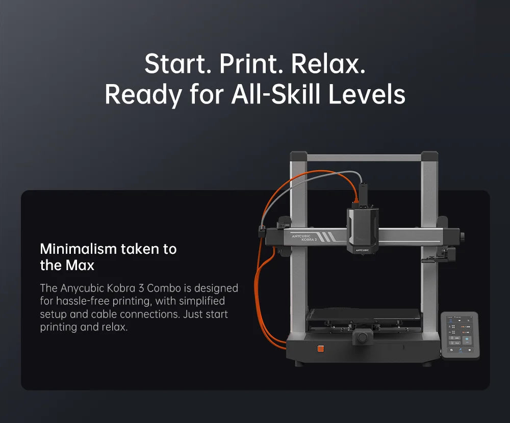ANYCUBIC Kobra 3 Combo Multi-Color FDM 3D Printer – 600mm/s Speed, 250x250x260mm Build Volume
