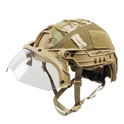 Tactical FAST Helmet Half Face Mask with Flip Goggles – Airsoft, Paintball, and Hunting Gear Accessories