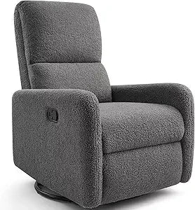 Swivel Glider Rocking Recliner Chair – Massage Nursery Armchair with Rocker Recline for Adults
