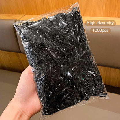1000 Black Elastic Rubber Bands — Durable, Multipurpose for Daily Use