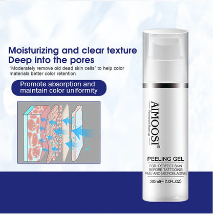 Aimoosi Exfoliating Gel – Clean Skin Cuticle Prep for Semi-Permanent Microblading, Eyebrow & Lip Tattoo Coloring