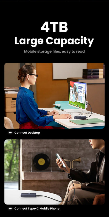 UGREEN 40Gbps NVMe SSD Enclosure – M.2 to USB4.0 Adapter with Built-in Cooling Aluminum Case