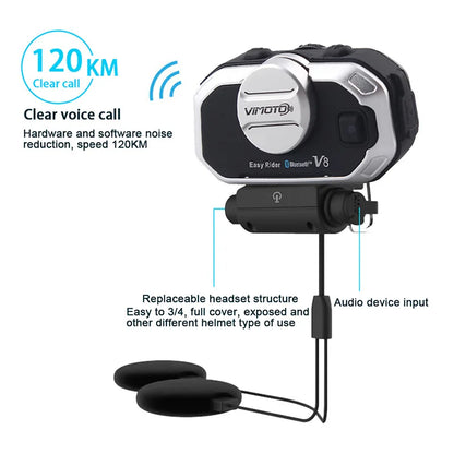 Easy Rider Vimoto V8 Motorcycle Helmet Bluetooth Headset — Multi-Functional Intercom & Interphone