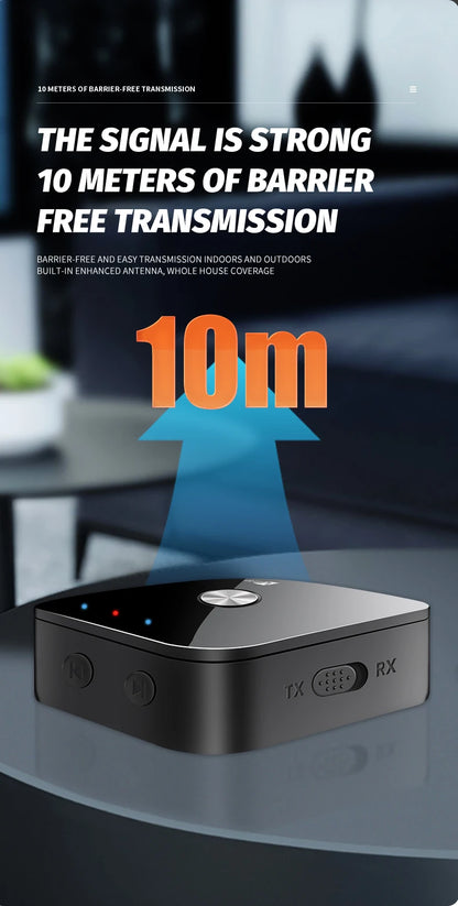 APTX Bluetooth 5.4 Audio Transmitter & Receiver | aptX Adaptive/HD/LL, 3.5mm AUX, 2-in-1 Wireless HiFi Stereo Adapter with Mic