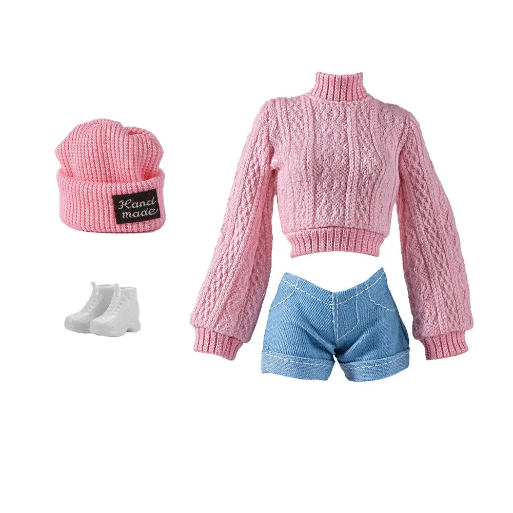 11.5" Doll Clothes Set – Knitted Sweater, Pants, Hat & Shoes for 30cm 1/6 BJD Dolls Accessories