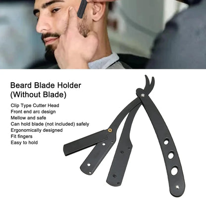 1 Holder + 10/20 Blades Straight Folding Shaver — Men's Manual Razor with Sharp Barber Blade
