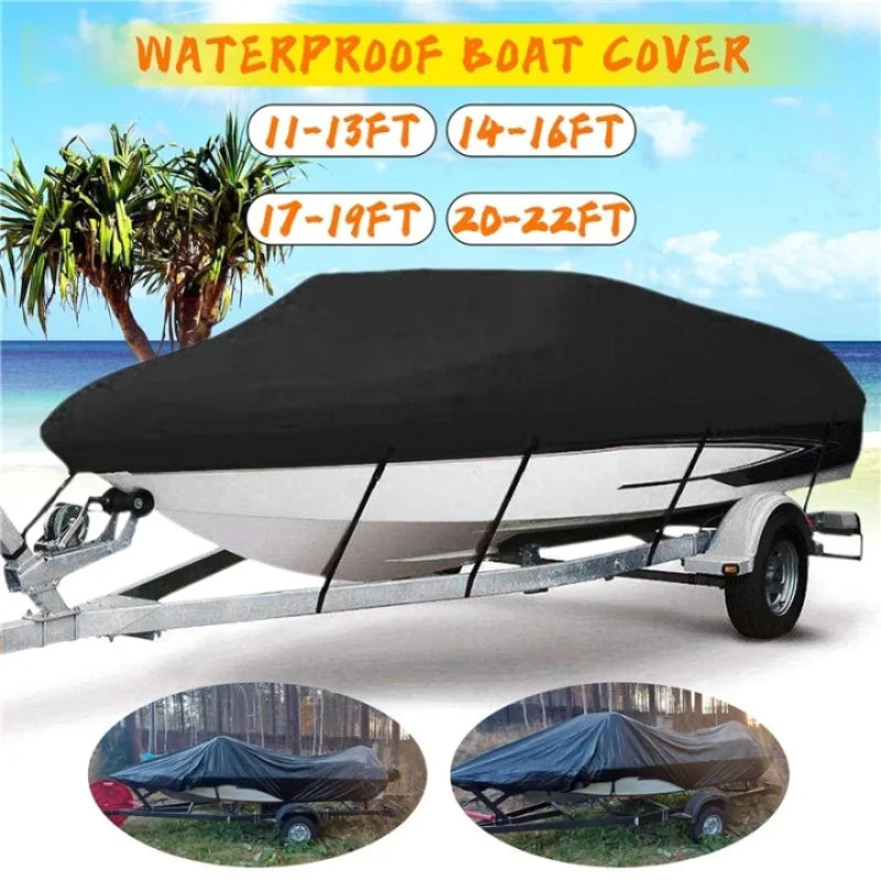 Yacht & Boat Cover 11-22FT – Anti-UV Waterproof Heavy Duty 210D Marine Canvas for Trailerable Boats