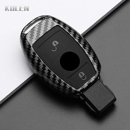 ABS Carbon Fiber Car Key Case Cover – Compatible with Mercedes Benz W204/W205/W212/W213/W176/W177/W219 A/B/C/E/S/GLC/CLA/AMG Fob