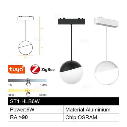Smart Home Tuya Dimming 6mm Ultra-Thin Ceiling Mount Magnetic Track Light, 48V Slim Surface Mounted Linear Light