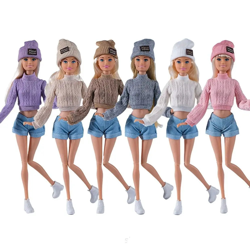 11.5" Doll Clothes Set – Knitted Sweater, Pants, Hat & Shoes for 30cm 1/6 BJD Dolls Accessories