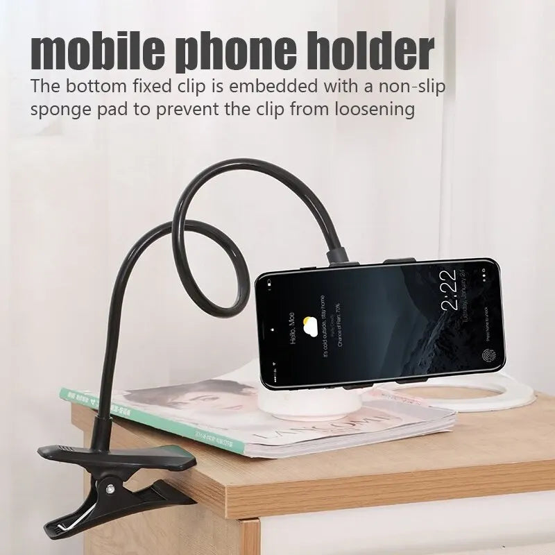 Flexible Gooseneck Mobile Phone Holder: Universal Lazy Bracket Stand for Bed, Desk, or Table - Smartphone Stents Clip