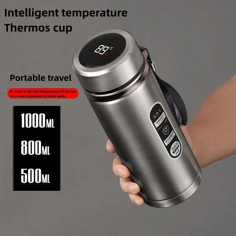 800ML-1L Stainless Steel Thermos Bottle - LED Temperature Display, SUS304 Tea Water Bottle, Vacuum Flask, Portable Cup