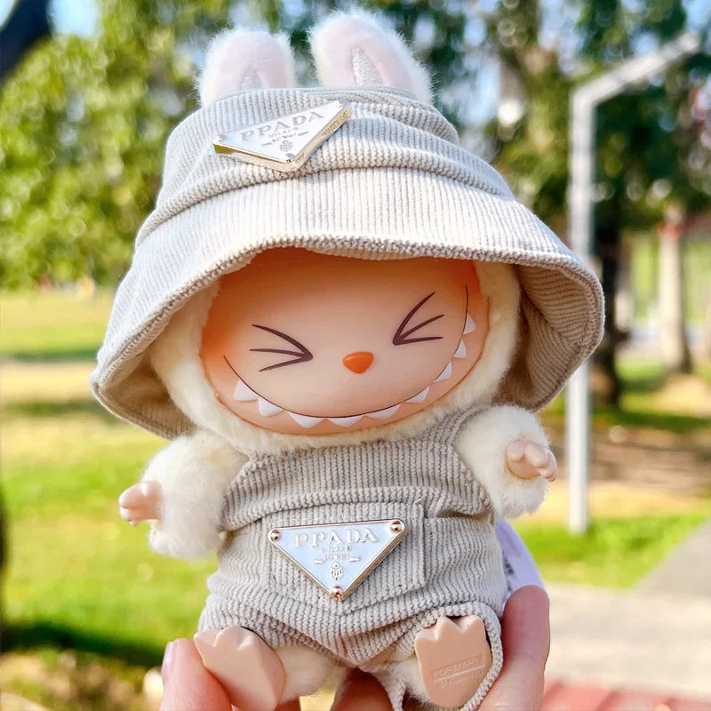 Corduroy Clothing Set for 17cm Labubu Doll – Outfit, Hat & Shoes DIY Accessories Gift