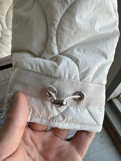 2024 ETJ Quilted Women's Coat – Beige Drawstring High Neck Jacket with Ties & Pockets