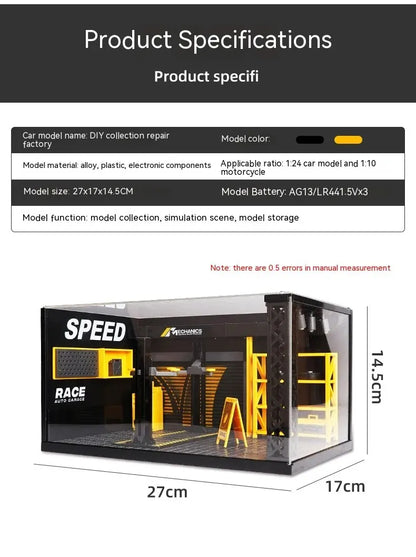 1:24 / 1:32 Scale Light-Up Parking Lot Toy – DIY Assembly Diecast Alloy Car Garage Scene for Display & Kids Gift