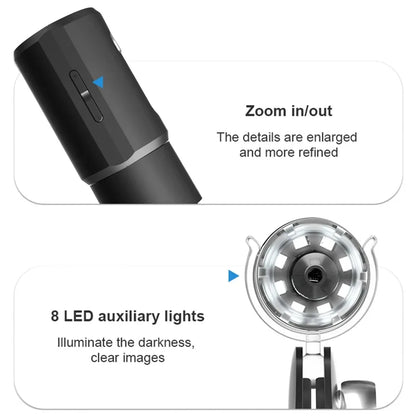 WiFi Digital Microscope - Wireless Electron Dermatoscope for Scalp Detection, Pores Magnifier & Skin Analyzer
